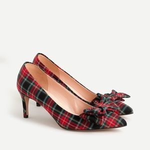 New J.Crew Colette Bow Pumps in Stewart Tartan Red Size 7